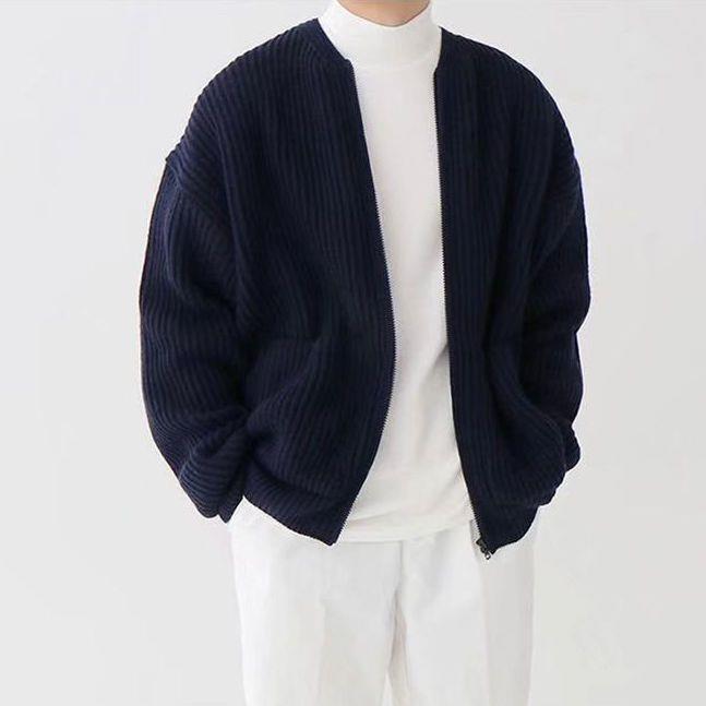 Adrian | Men's Zip Cardigan, Minimal Knit Winter Cardigan