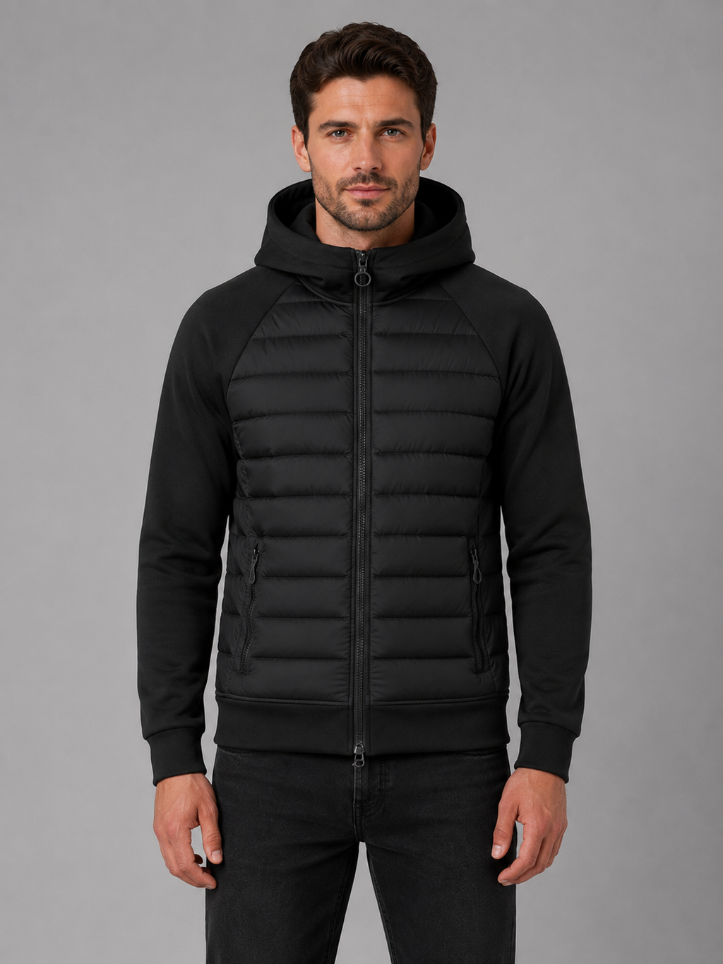 Tristan | Men's Hooded Quilted Jacket, Zip-Through Winter Jacket