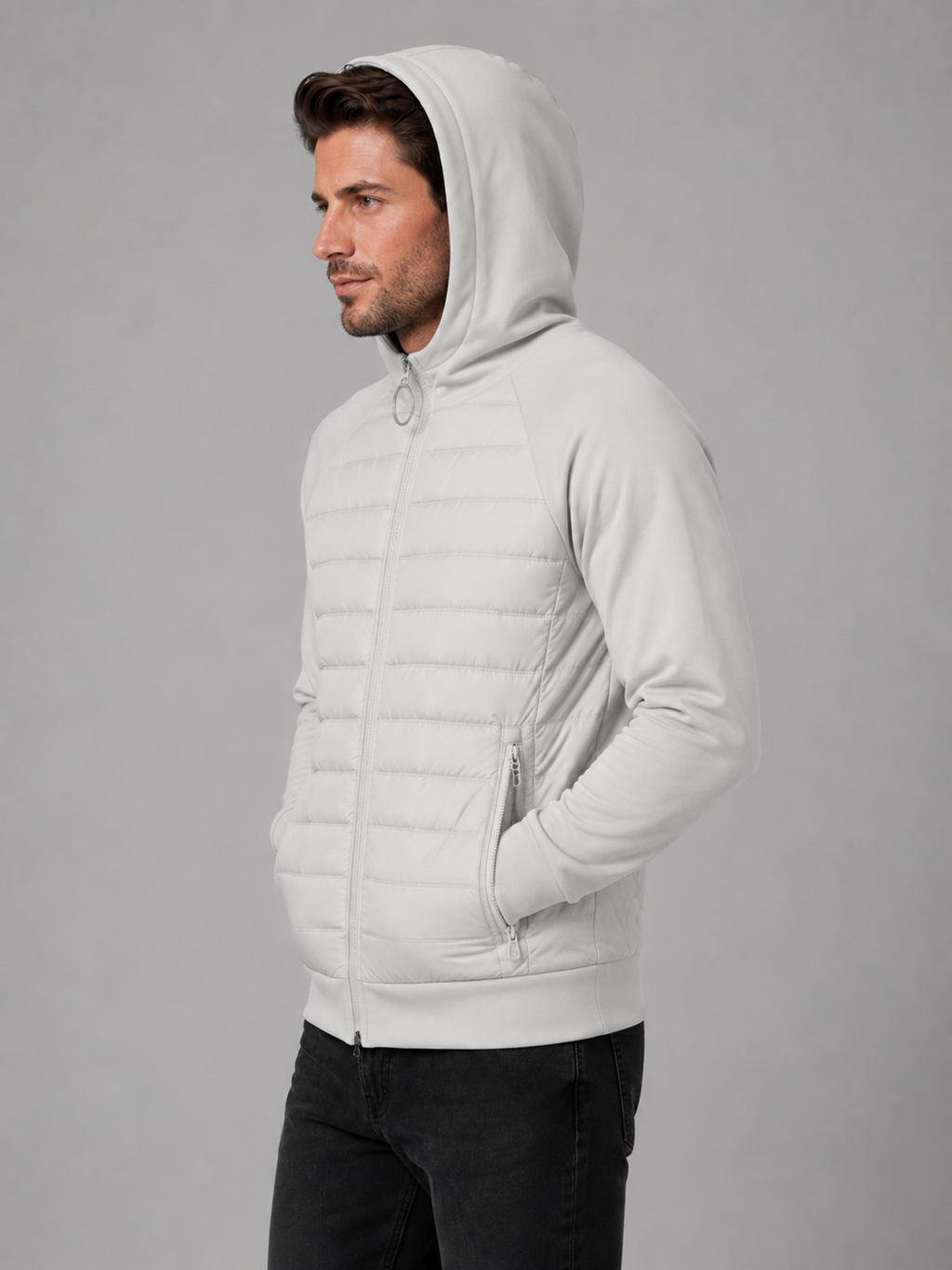 Tristan | Men's Hooded Quilted Jacket, Zip-Through Winter Jacket