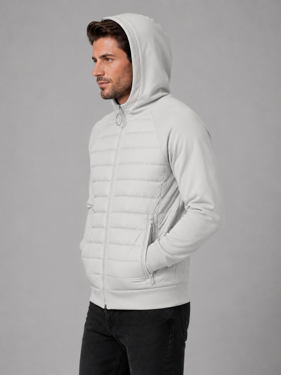 Tristan | Men's Hooded Quilted Jacket, Zip-Through Winter Jacket
