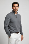 Ulrich | Men's Quarter-Zip Jumper, Wool Blend Mock Neck Winter Knit