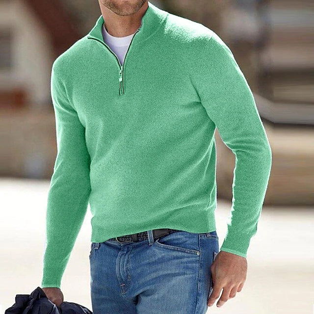 Ulrich | Men's Quarter-Zip Jumper, Wool Blend Mock Neck Winter Knit
