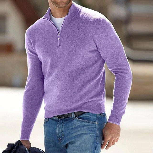 Ulrich | Men's Quarter-Zip Jumper, Wool Blend Mock Neck Winter Knit
