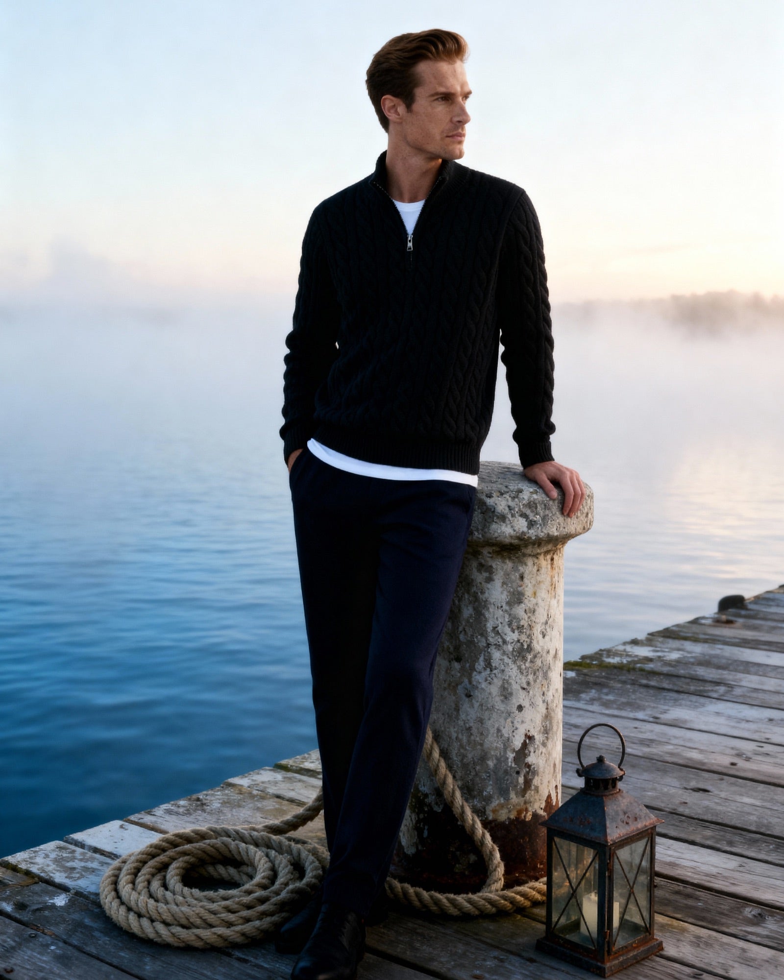 Verbier | Men's Half-Zip Sweater, Old Money Winter Knit