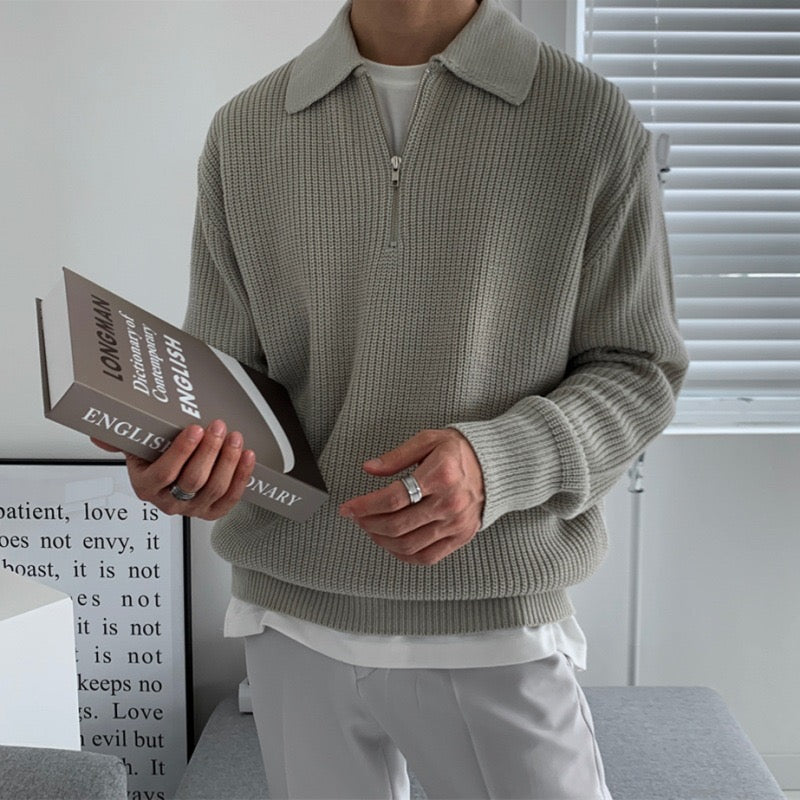Rason | Men's Zipped Sweater, Modern Winter Knit