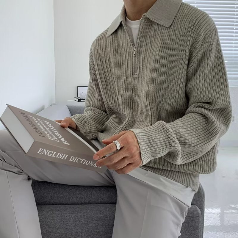 Rason | Men's Zipped Sweater, Modern Winter Knit