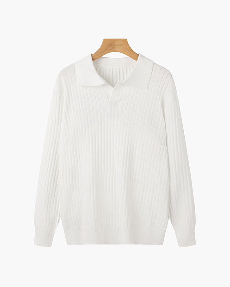 Rico | Men's Long-Sleeve V-Neck Polo, Smart Winter Knit