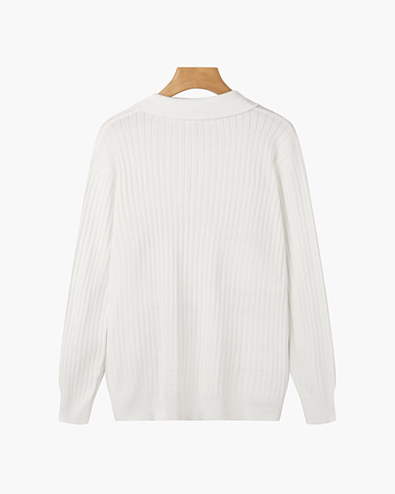 Rico | Men's Long-Sleeve V-Neck Polo, Smart Winter Knit