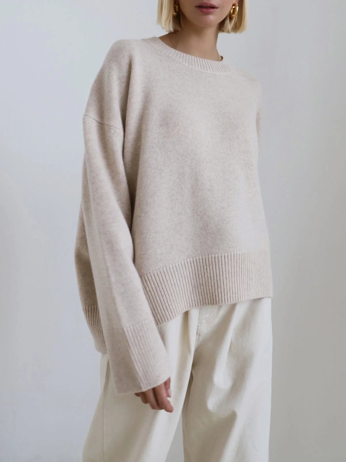 Mara | Women's Oversized Crewneck Knit Sweater Relaxed Cosy Casual Autumn Winter