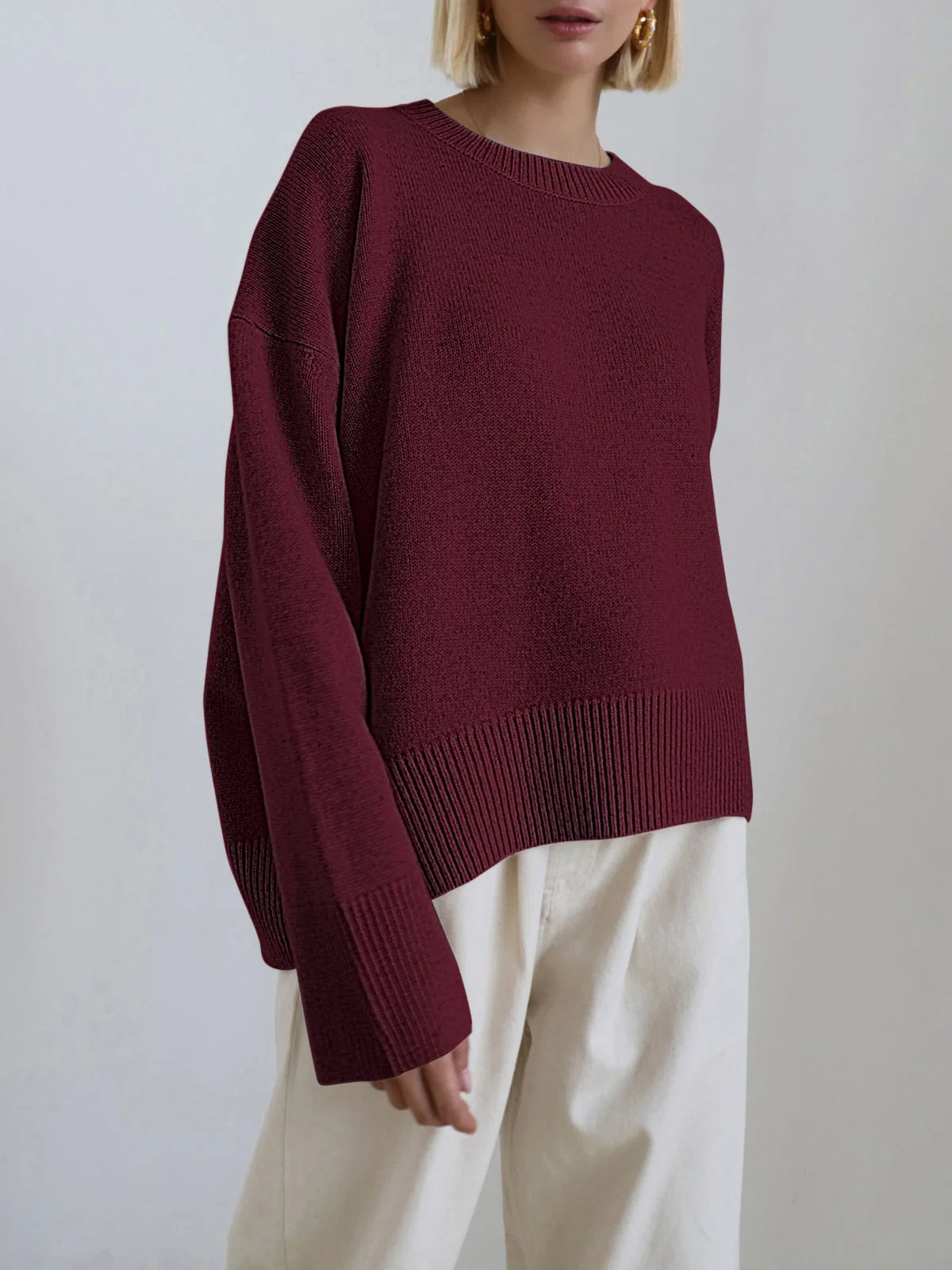 Mara | Women's Oversized Crewneck Knit Sweater Relaxed Cosy Casual Autumn Winter