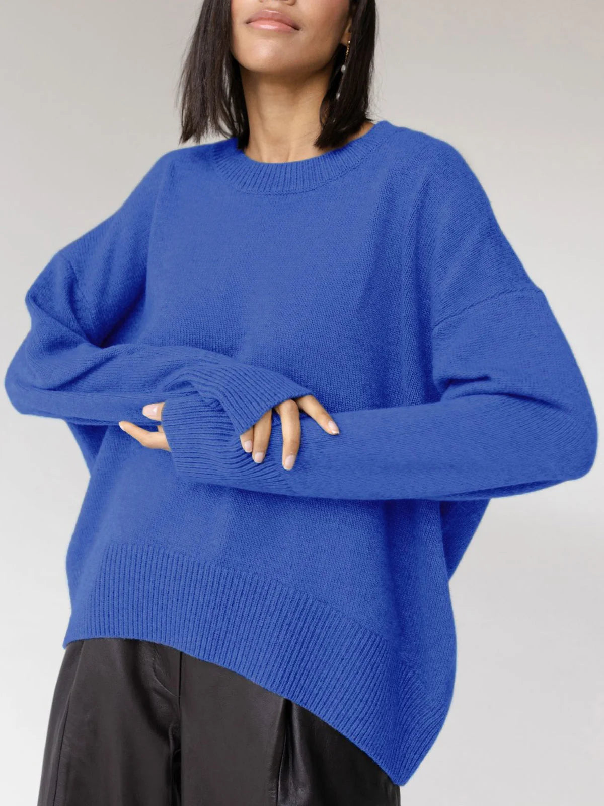 Mara | Women's Oversized Crewneck Knit Sweater Relaxed Cosy Casual Autumn Winter