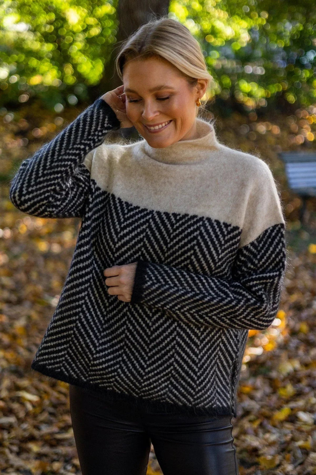 Marceline | Women's Cashmere Soft Turtleneck Sweater Chevron Knit Fitted Warm Autumn Winter