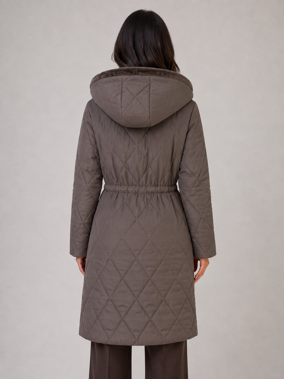 Maren | Women's Long Quilted Puffer Coat Faux Fur Collar Winter