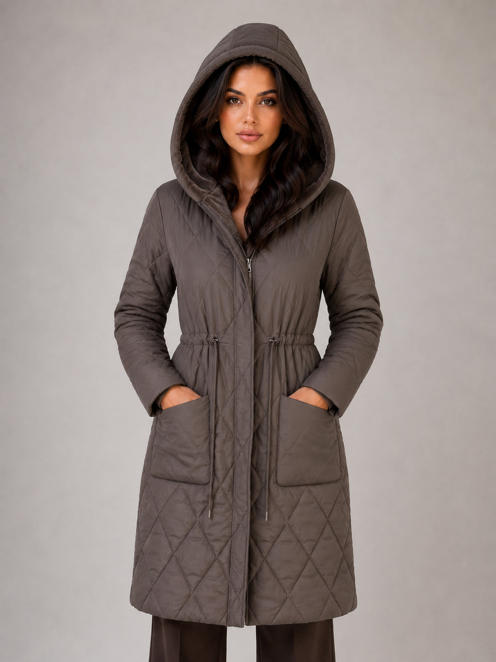 Maren | Women's Long Quilted Puffer Coat Faux Fur Collar Winter