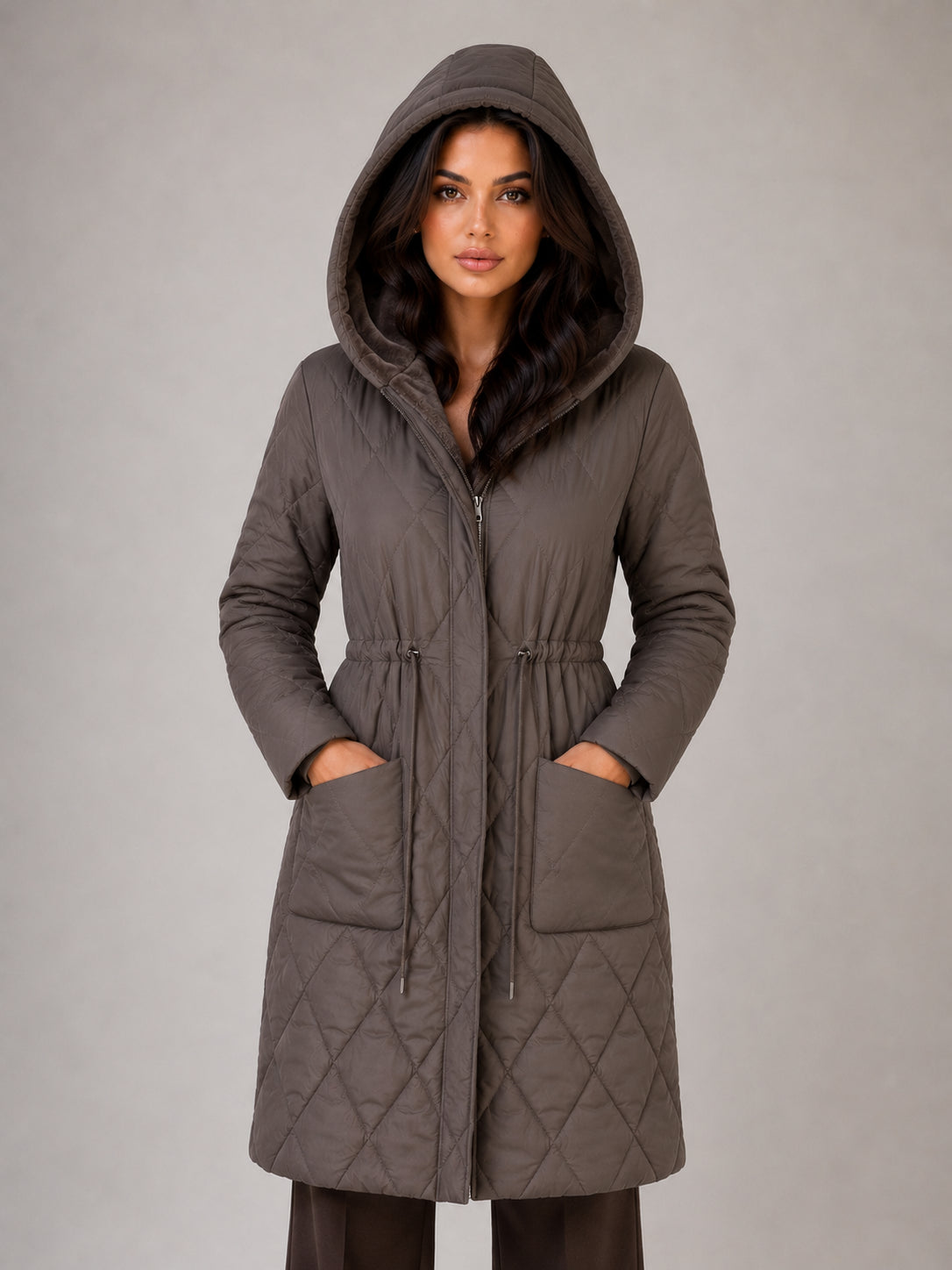 Maren | Women's Long Quilted Puffer Coat Faux Fur Collar Winter