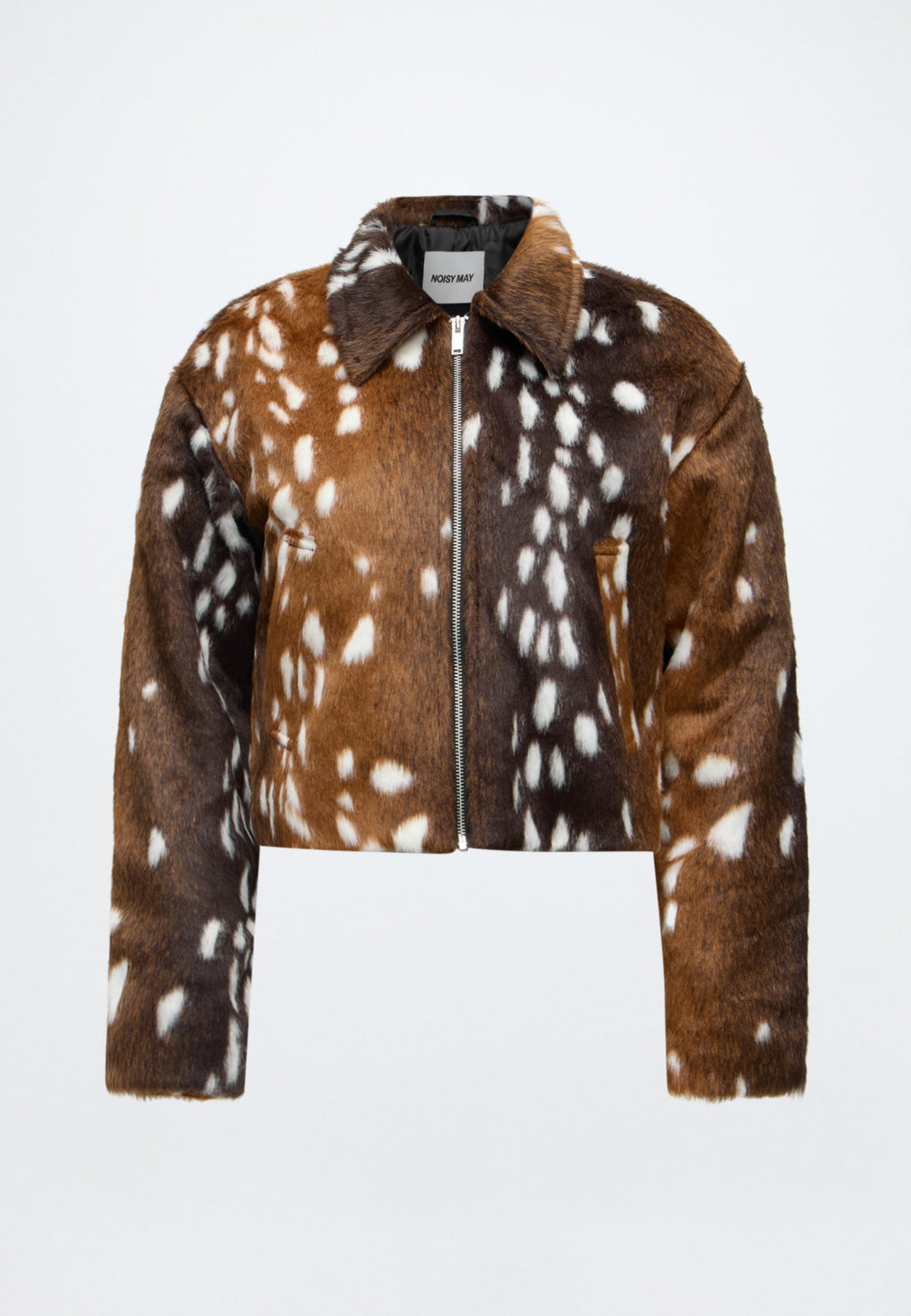 Margot | Women's Faux Fur Animal Print Jacket Turn Down Collar Zip Front Casual Winter Demitasse
