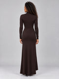 Marguerite | Women's High Neck Ruched Split Maxi Evening Dress