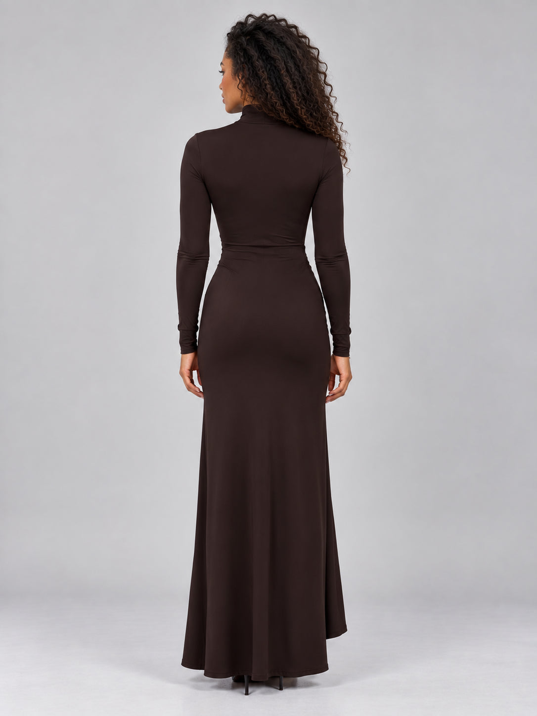 Marguerite | Women's High Neck Ruched Split Maxi Evening Dress