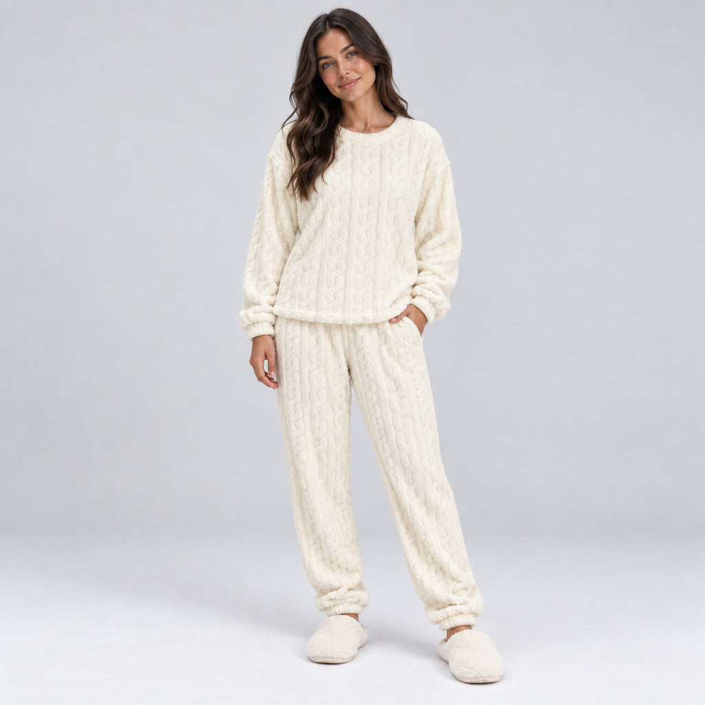 Marielle | Women's Pyjama Set Thermal Fleece Cable Texture
