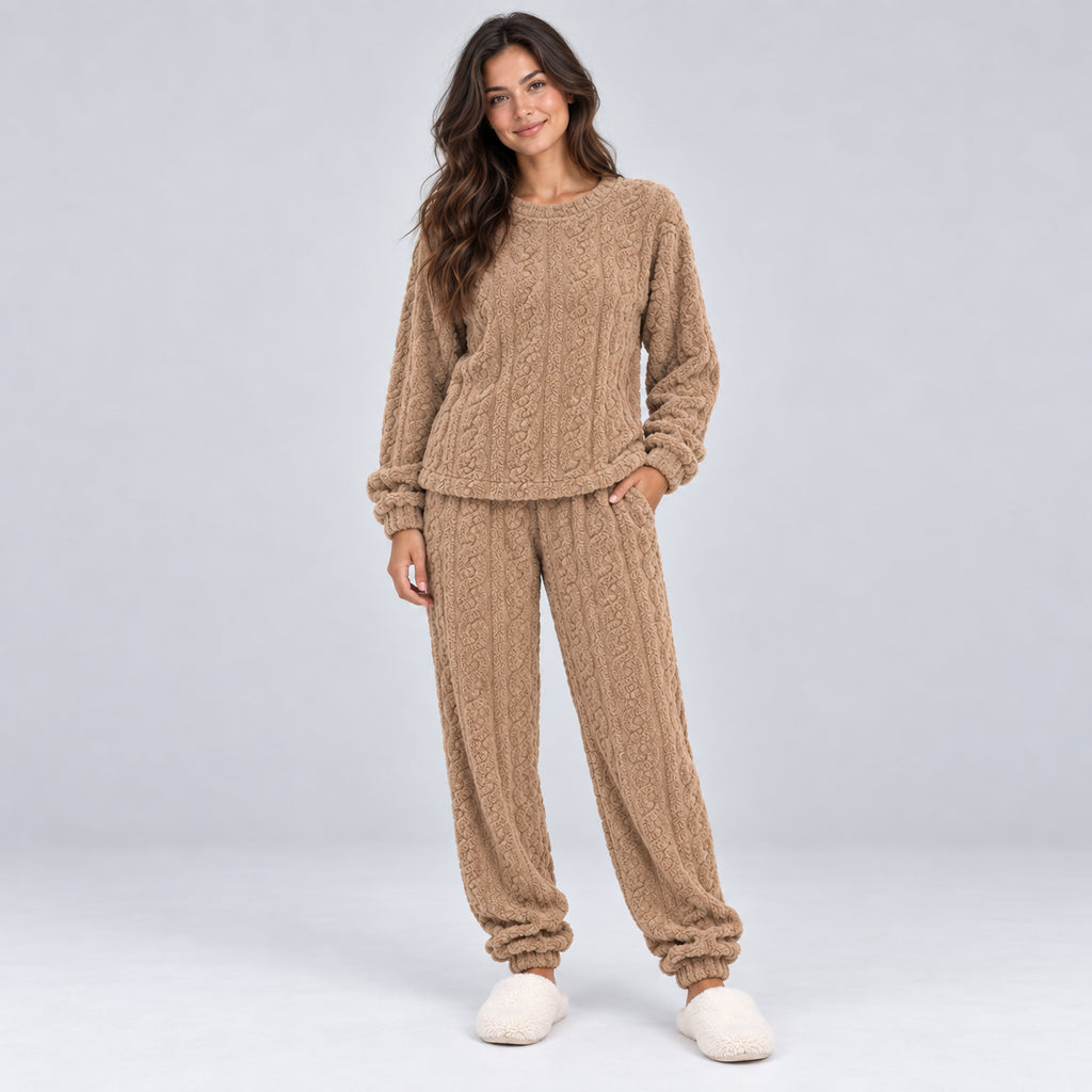 Marielle | Women's Pyjama Set Thermal Fleece Cable Texture