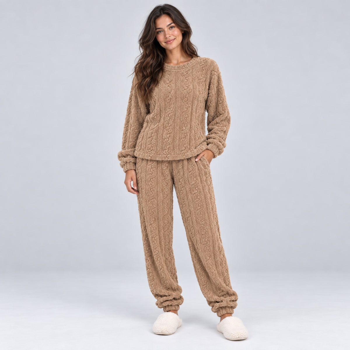 Marielle | Women's Pyjama Set Thermal Fleece Cable Texture