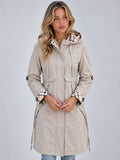 Marina | Women's Hooded Rain Coat Longline Parka Adjustable Drawstring Waist Autumn Winter