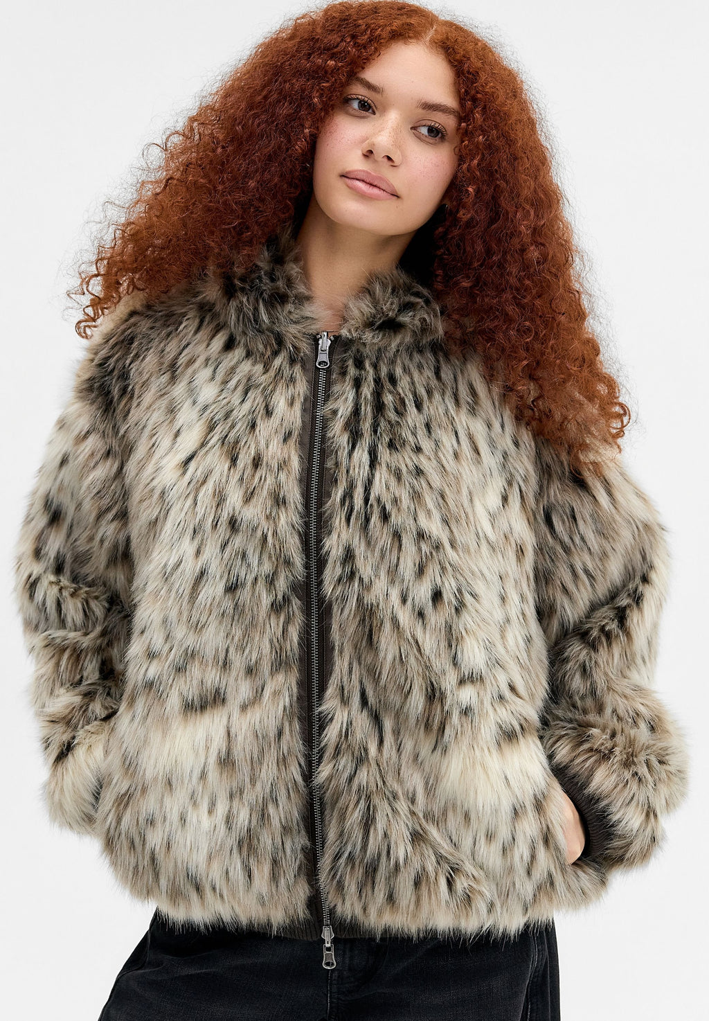 Marlowe | Women's Reversible Faux Fur Animal Print Jacket Hooded Autumn Winter