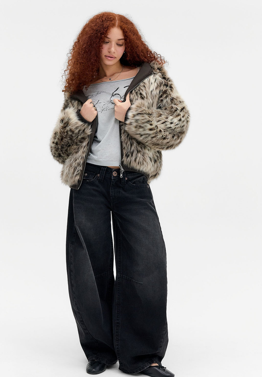 Marlowe | Women's Reversible Faux Fur Animal Print Jacket Hooded Autumn Winter