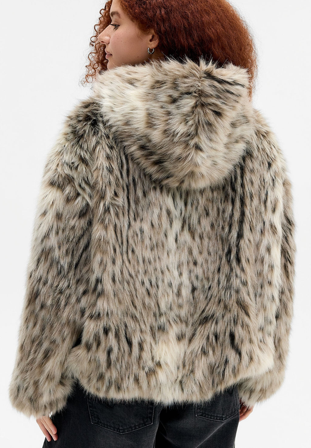 Marlowe | Women's Reversible Faux Fur Animal Print Jacket Hooded Autumn Winter