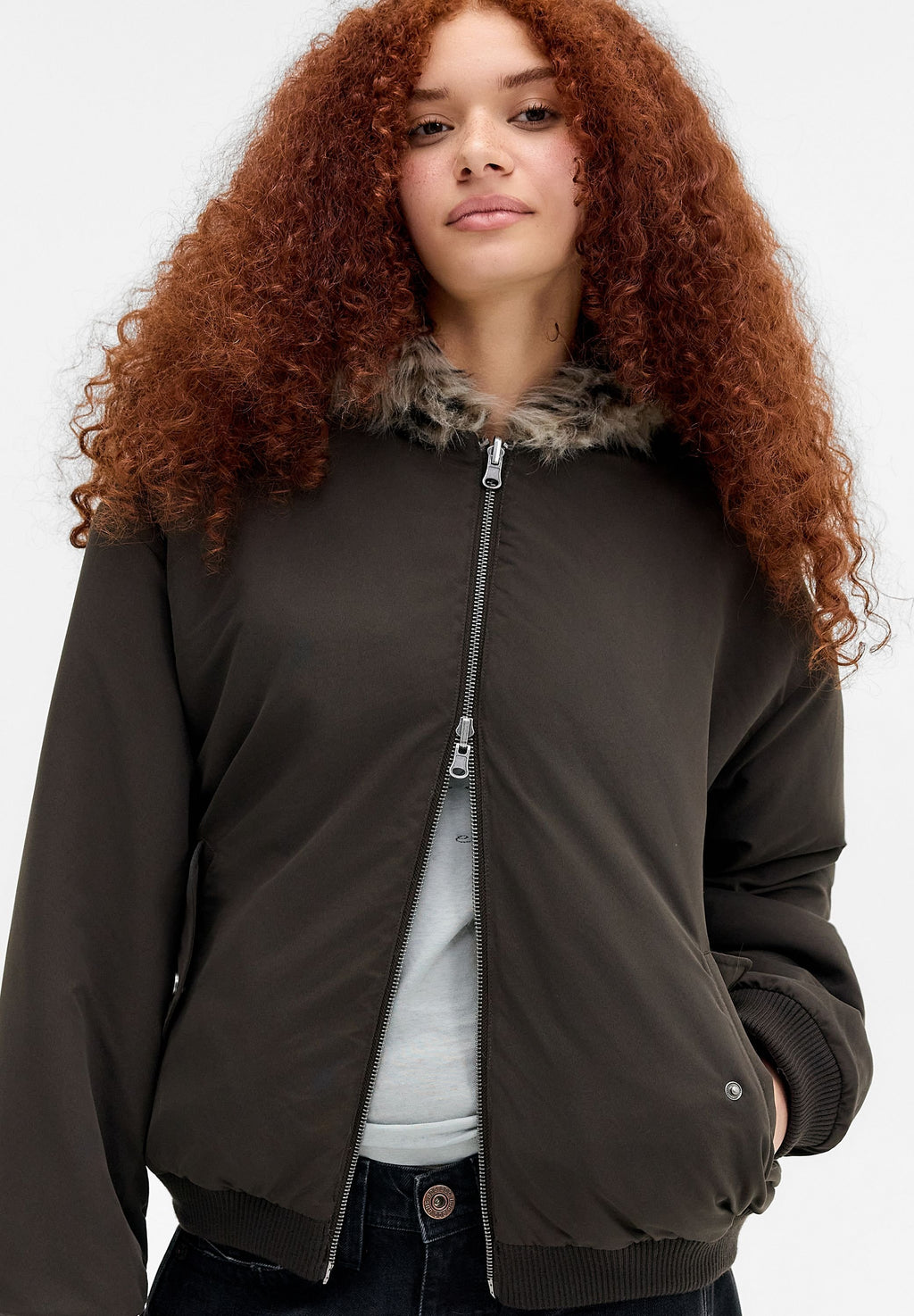 Marlowe | Women's Reversible Faux Fur Animal Print Jacket Hooded Autumn Winter