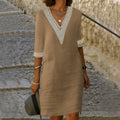 Margaux | Women's Cotton Linen Midi Dress, Relaxed Summer Dress