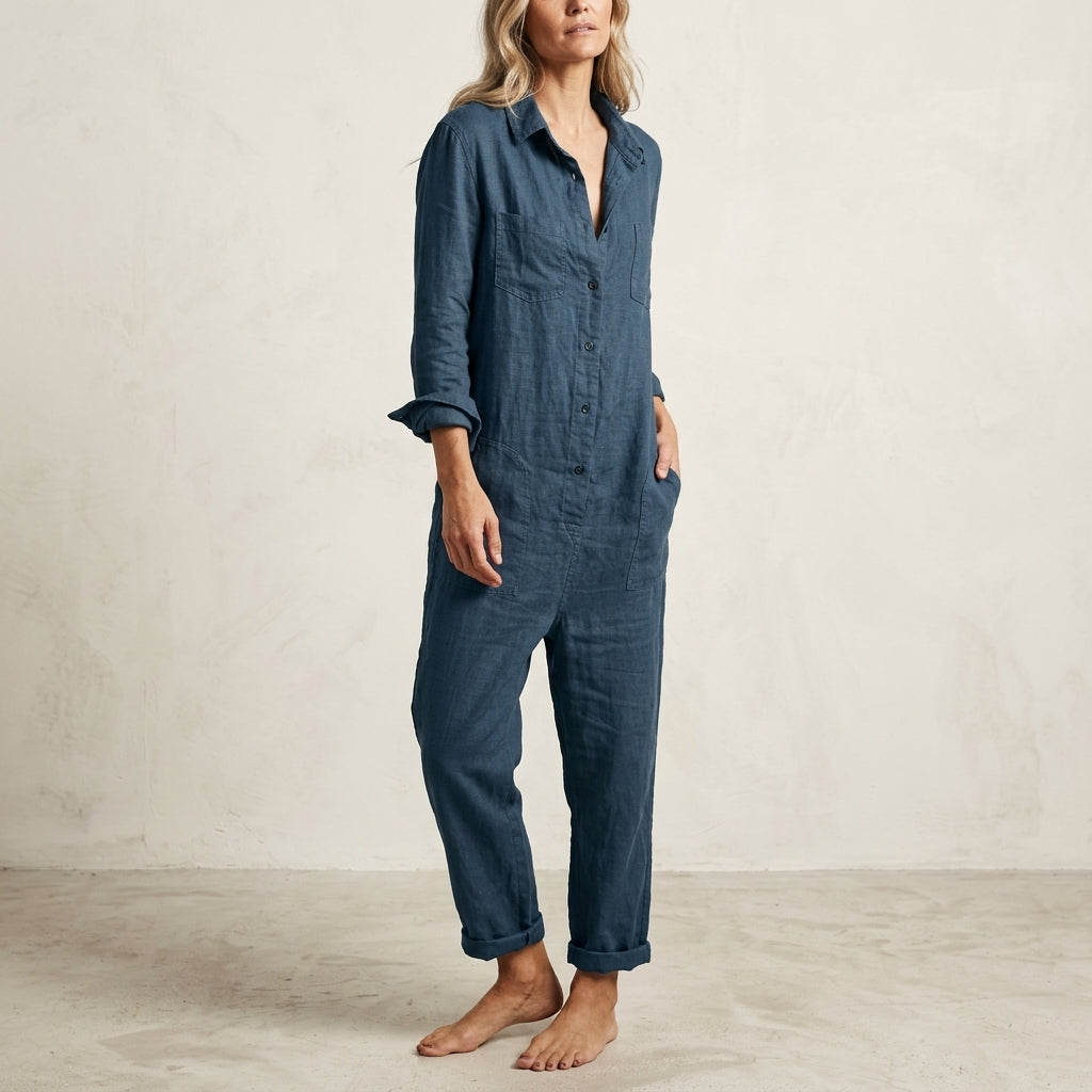 Amelie | Women's Linen Jumpsuit, Relaxed Summer Jumpsuit