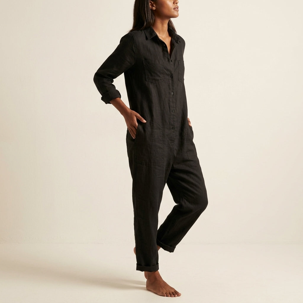 Amelie | Women's Linen Jumpsuit, Relaxed Summer Jumpsuit