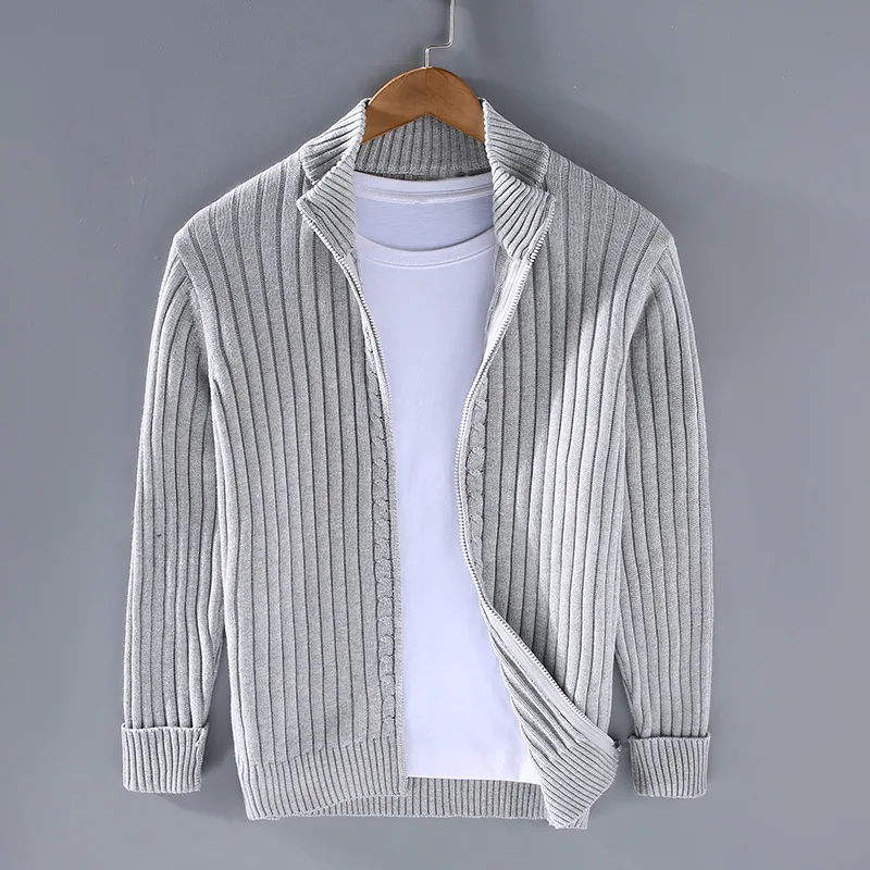 Xavier | Men's Ribbed Zip Cardigan, Knit Winter Cardigan