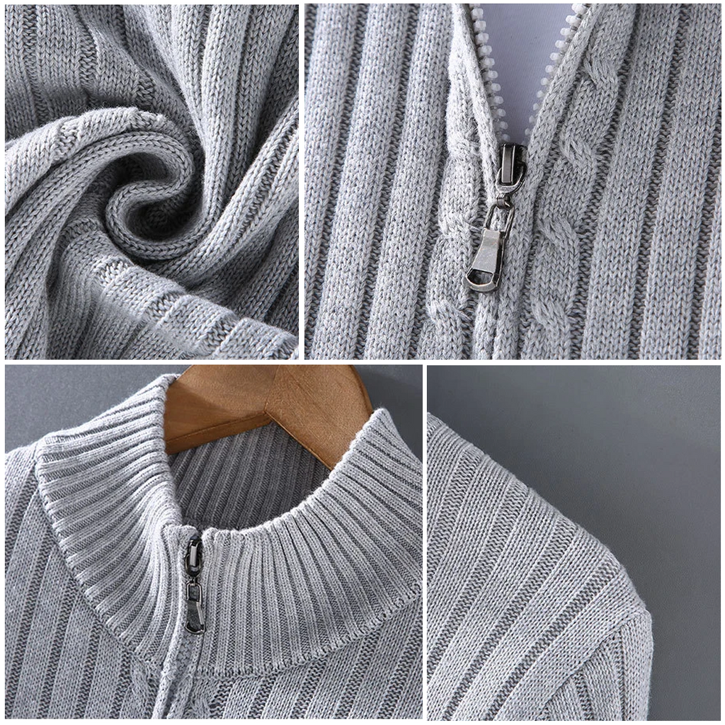 Xavier | Men's Ribbed Zip Cardigan, Knit Winter Cardigan