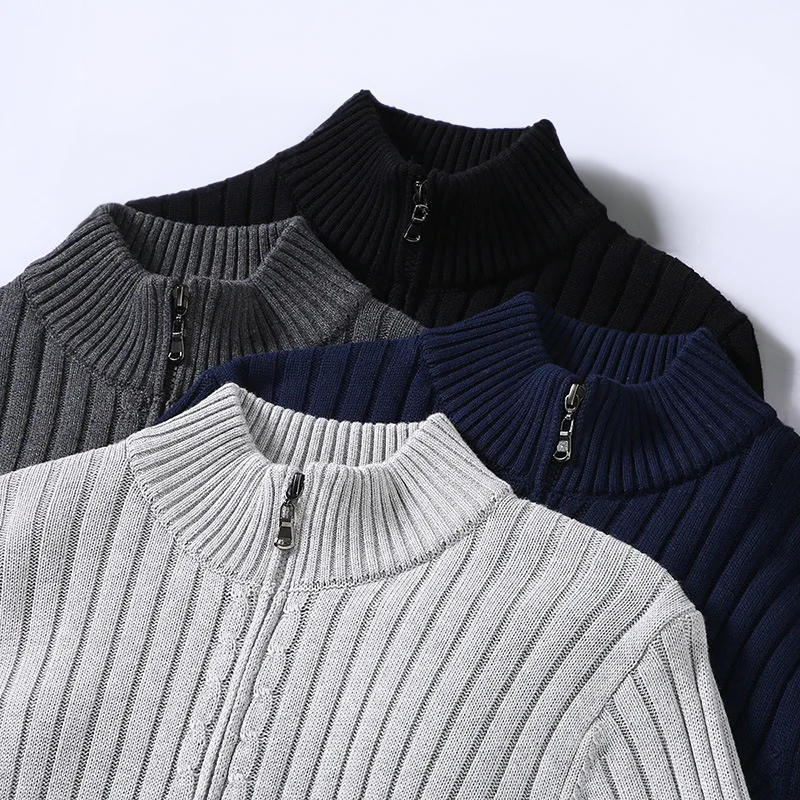 Xavier | Men's Ribbed Zip Cardigan, Knit Winter Cardigan