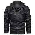 Zephyr | Men's Hooded Leather Jacket, Premium Winter Jacket - Black