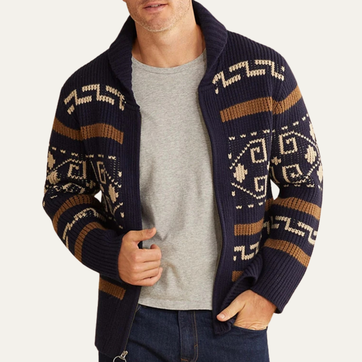 Ramsey | Men's Shawl Collar Cardigan, Cashmere Button-Up Winter Knit