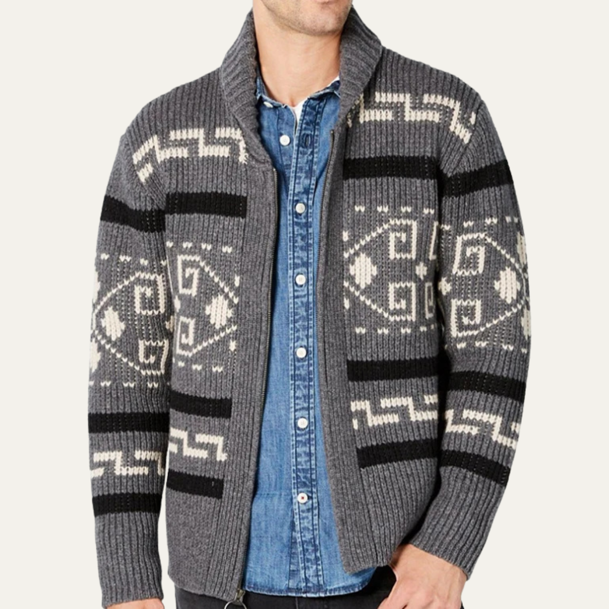 Ramsey | Men's Shawl Collar Cardigan, Cashmere Button-Up Winter Knit