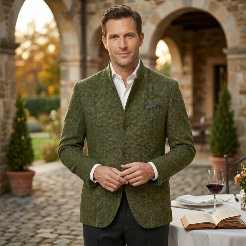 Sterling | Men's Tweed Blazer, Wool Single-Breasted Winter Blazer