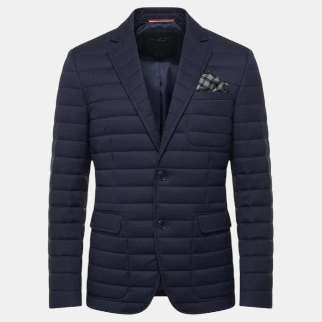 Rafael | Men's Quilted Blazer, Lightweight Cotton Winter Jacket - Blue