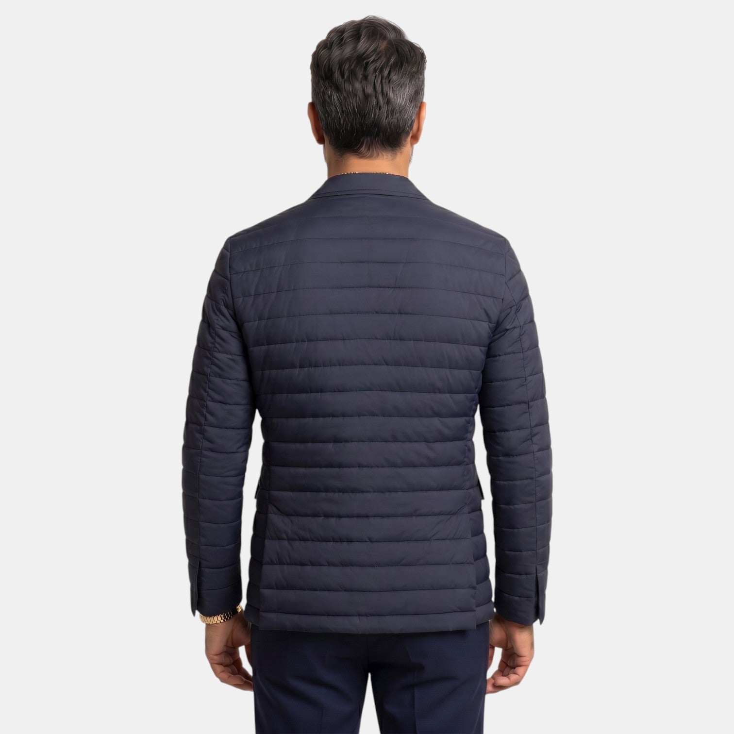 Rafael | Men's Quilted Blazer, Lightweight Cotton Winter Jacket - Blue