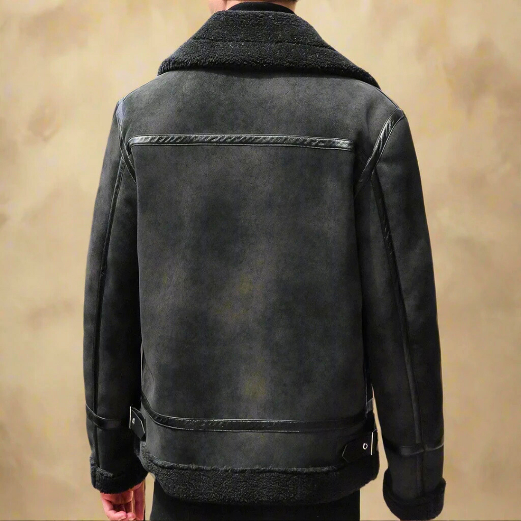 Enzo | Men's Suede Belted Coat, Winter Overcoat