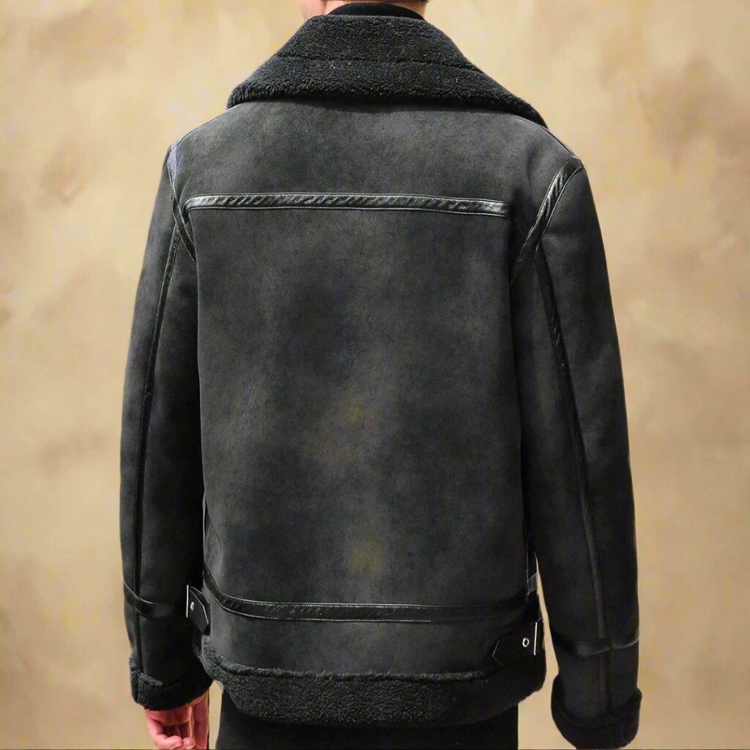 Enzo | Men's Suede Belted Coat, Winter Overcoat