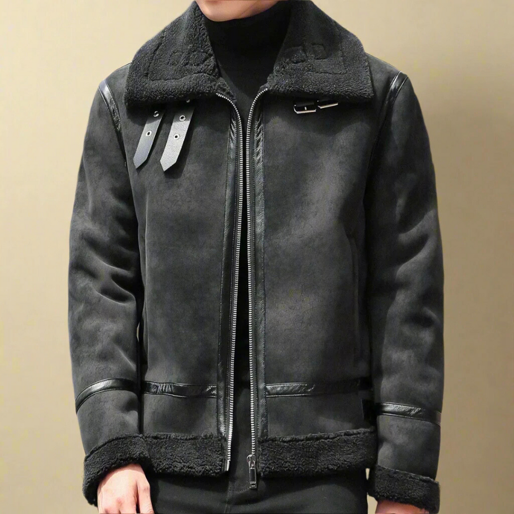 Enzo | Men's Suede Belted Coat, Winter Overcoat