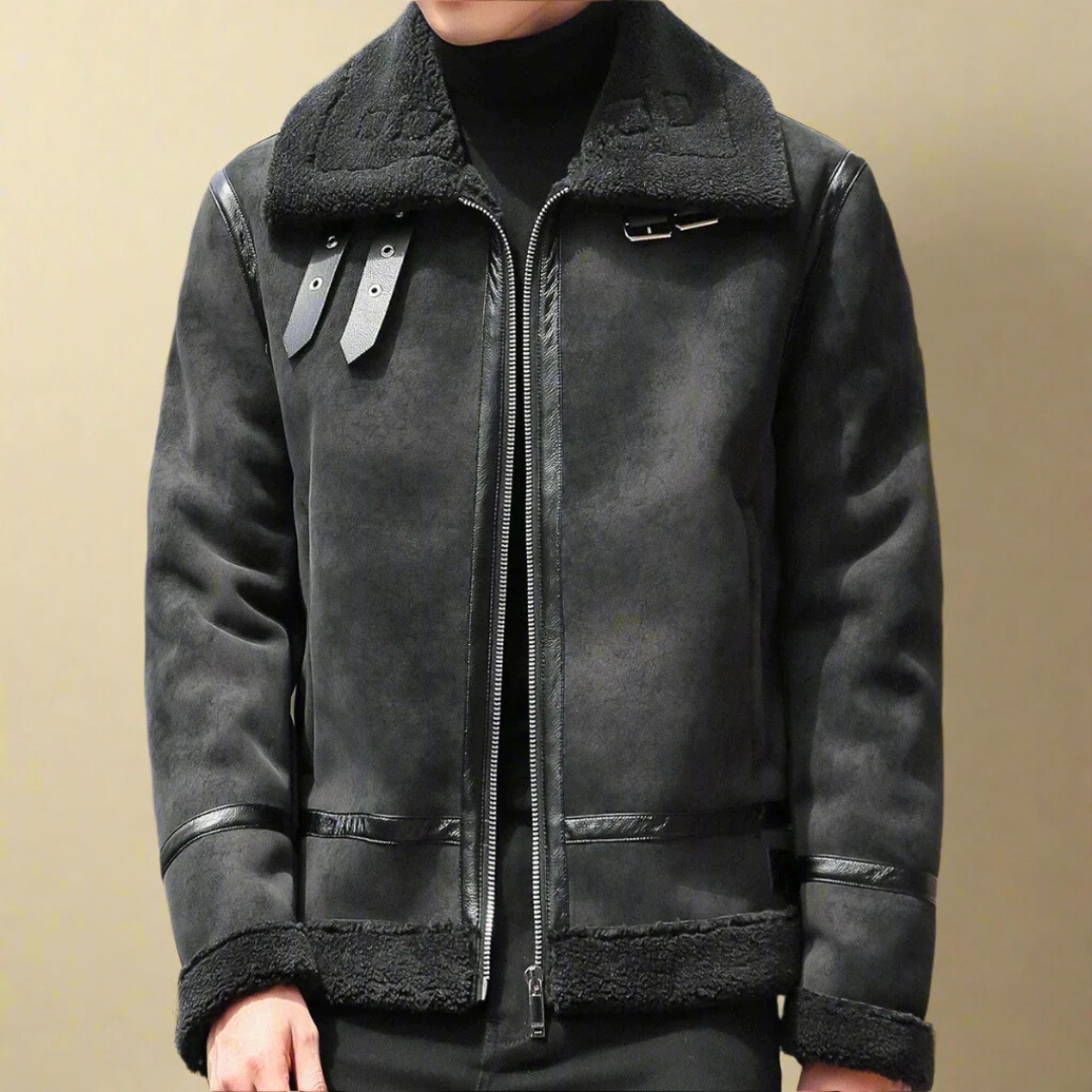 Enzo | Men's Suede Belted Coat, Winter Overcoat