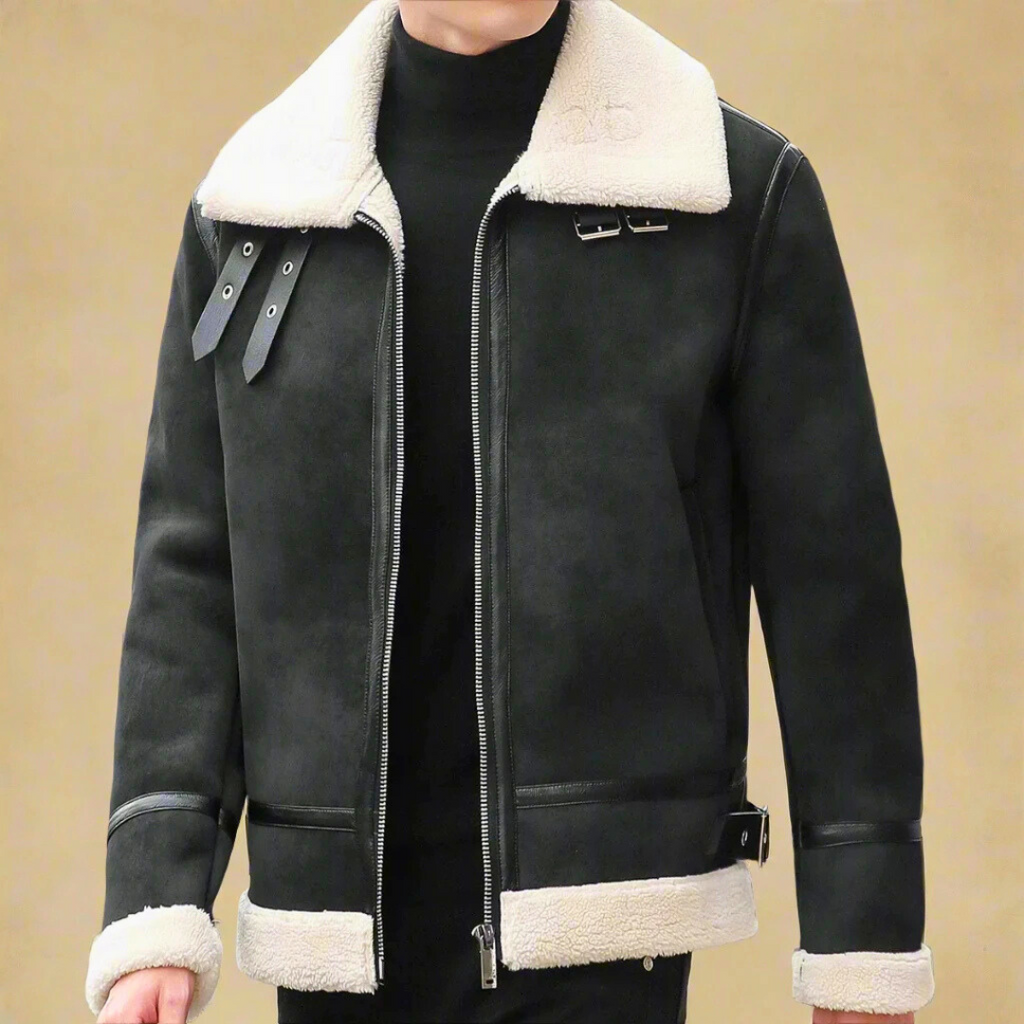 Enzo | Men's Suede Belted Coat, Winter Overcoat