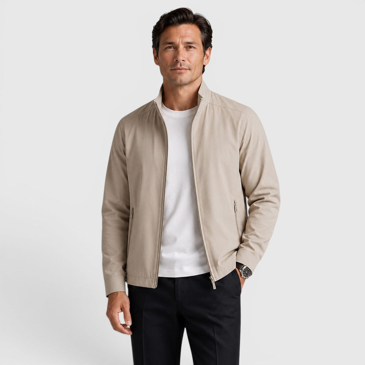 Monvaline | Men's Zip Up Jacket Lightweight Tailored Minimalist Everyday