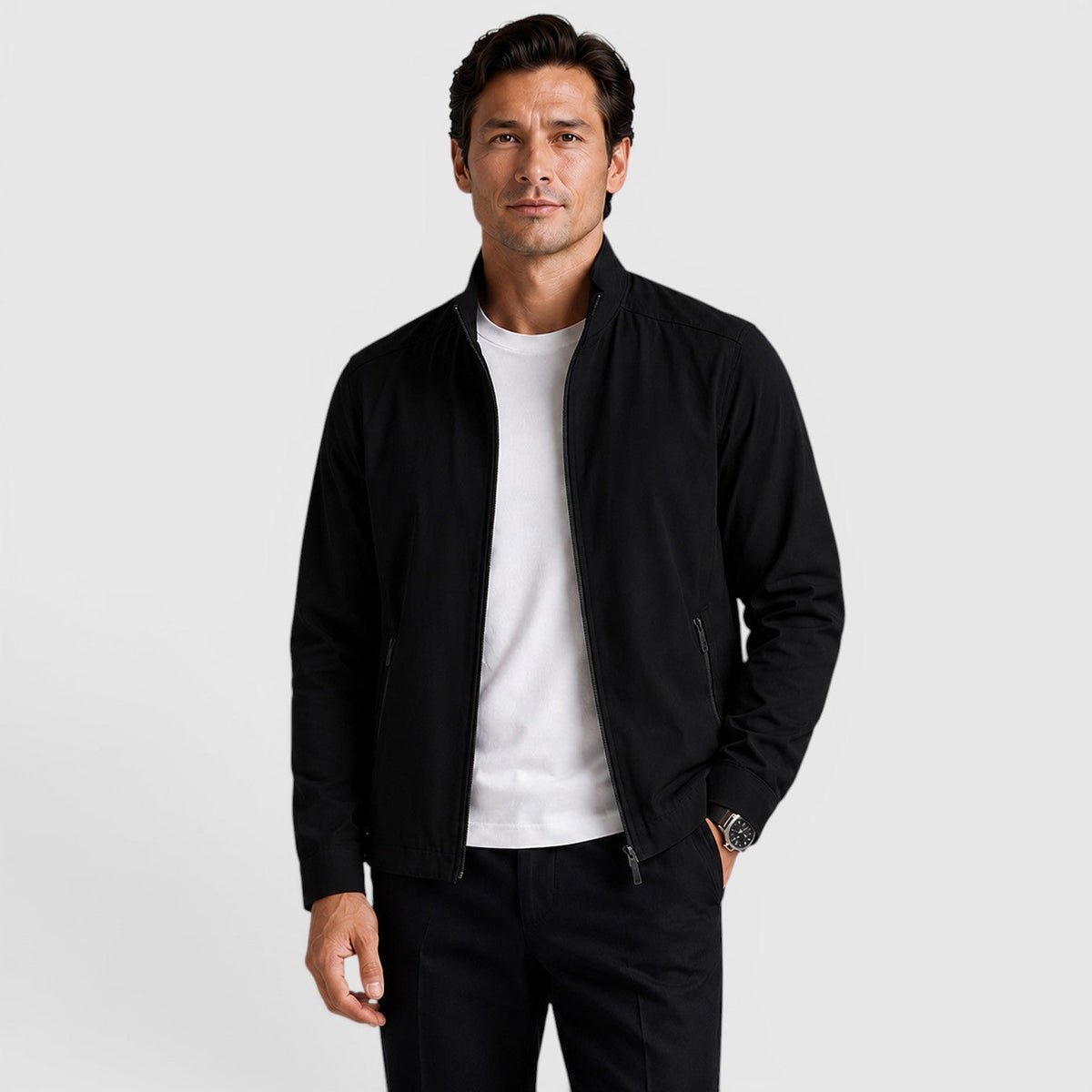 Monvaline | Men's Zip Up Jacket Lightweight Tailored Minimalist Everyday