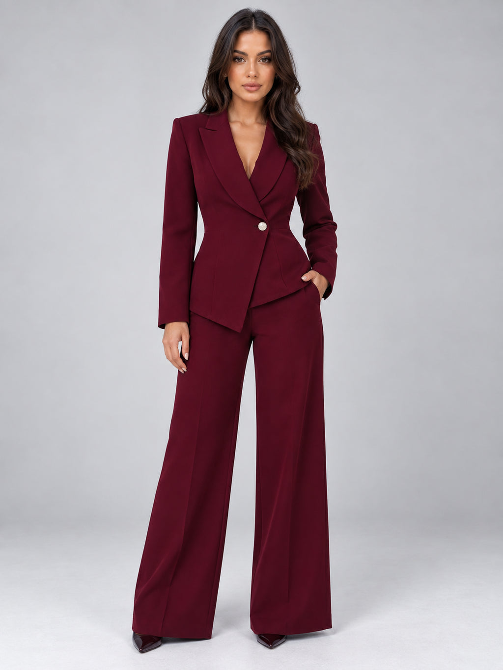 Nadine | Women's Belted Blazer Co-ord Set Wide Leg Trouser Tailored Smart Office